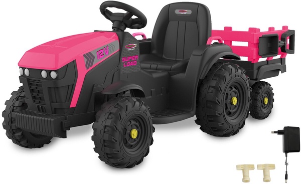 Tractor electrico infatil Ride-on Tractor Super Load con remolque rosa12V